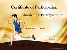 Certificate Of Participation For Participating In A Race Or Running Event Certificate Templates Running Award Awards Certificates Template
