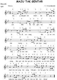 Not Lagu Maju Tak Gentar Lagu Not Musik Lirik Lagu