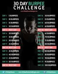 30 Day Burpee Challenge Fitness Workout Chart By Lucile 30