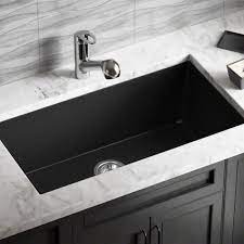Amazing service & free shipping offers! 33 Undermount Black Granite Composite Single Bowl Kitchen Sink Drop In New Sinks Uniforce Bathroom Sinks