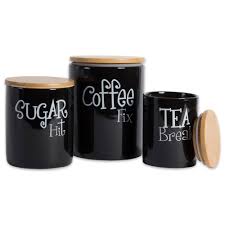 Store countertop staples in style with this canister set. Dii Black Coffee Sugar Tea Ceramic Canister Set Of 3 Dii Home Store