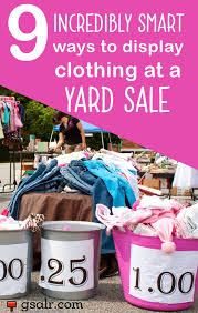 Think ahead about ways to display. 9 Incredibly Smart Ways To Display Clothing At A Yard Sale Garage Sale Blog Yard Sale Clothes Yard Sale Display Yard Sale Hacks