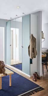 Pax hack with bergsbo doors and painted parts in light blue, navy and coral. Vikedal Mirror Glass Door 50x229 Cm Ikea