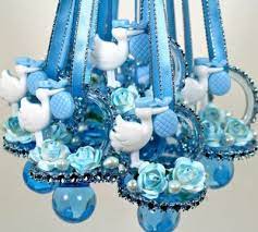 Blue Baby Shower Pacifiers Necklace Baby Shower Theme Decorations Stork Baby Showers Stork Baby Shower Theme