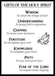 Gifts Of The Holy Spirit I Had To Memorize These For Catechism Class When Preparing For My Confirmation In Elementary School At St Words Quotes Holy Spirit
