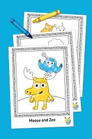 Moose and zee coloring page from moose a. Noggin Free Printable Coloring Pack Nickelodeon Parents