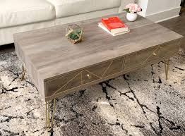 Accent table measures 40l x 18w x 22h in. Forest Series Modern Coffee Table With Golden Legs And Carving Grey Wash Buy Online In Dominica At Dominica Desertcart Com Productid 174986815