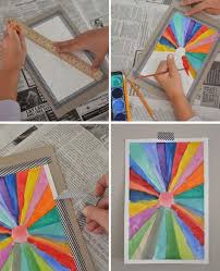 Diy Sunburst Paintings Small For Big Kids Art Projects Homeschool Art Elementary Art