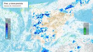 A partir de las 15 horas un gran arco de lluvias y tormentas afectará a la España peninsular