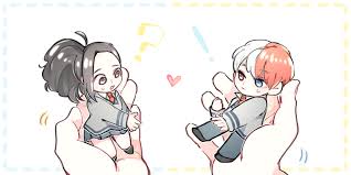 Yaoyorozu Momo Todoroki Shouto 히어로스 캐릭터 일러스트 애니메이션