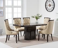 Explore 427 listings for cream dining table and chairs at best prices. Stylish Brown Marble Dining Table And 6 Cream Chairs Homegenies