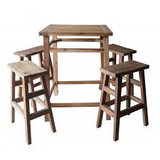 Plateau avec rebord antichoc a partir de 354 € ht 421 4. Ensemble Table Haute 4 Tabourets De Bar Bois De Teck Vicky