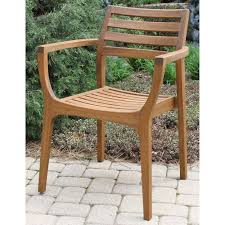 Outdoor Interiors Eucalyptus Danish Stacking Chairs In Brown Umber Set Of 4 Bed Bath Beyond Patio Dining Chairs Outdoor Dining Chairs Patio Dining Set