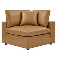 It's topped with removable seat and back cushions filled with a down and foam blend. Commix Down Filled Overstuffed Vegan Leather 5 Piece Sectional Sofa In Tan Hyme Furniture
