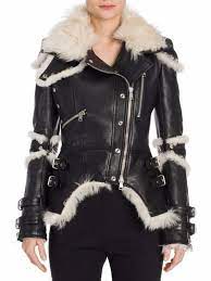 Alexander Mcqueen Shearling Leather Biker Jacket Real Leather Jacket Biker Jacket Clothes For Women