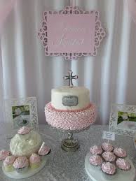 Baby Girl Pink Baptism Dessert Table Cake Table Baby Girl Baptism Baptism Dessert Table Baptism Desserts