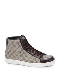 Gucci Gg Supreme Canvas High Top Sneakers In Beige Natural For Men Lyst