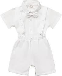 Buy Baby Boys Baptism Christening Outfit Bowtie Romper Suspenders Pants Wedding Party Tuxedo Suit Ring Bearer Clothes Set Online In Turkey B0991wsy1v