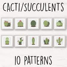 Dmc stranded cotton required colors: 5 Cactus Succulent Cross Stitch Pattern Set Modern Cross Etsy Cactus Cross Stitch Cross Stitch Cross Stitch Patterns