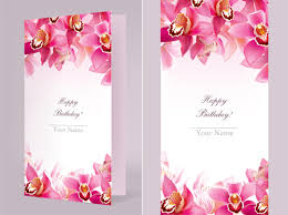Orchids Happy Birthday Card Vector Free Download Holiday background with blue gift bow with gift boxes illustration. freedesignfile