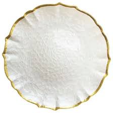 Tableware for weddings, formal events. China Milk White Clear Glass Plate Crystal Dinner Plate With Gold Rim Glass Kitchenware Charger Plate China Charger Plates And Wedding Charger Plates Price