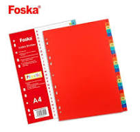 Foska High Quality Waterproof Material Fit 2/3/4 Ring Binder Colorful PP A4  Index Divider