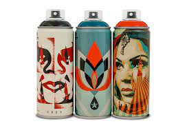 Shepard Fairey Designs 3 Montana Spray Paint Cans With Beyond The Streets Spray Paint Cans Shepard Fairey Shepard Fairey Art
