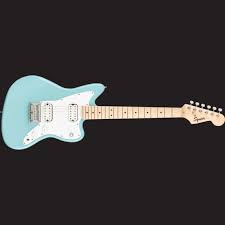 The diminutive mini jazzmaster hh body is roughly 3/4 of the size of its older brother. Fender Squier Mini Jazzmaster Hh Daphne Blue Maple Mann S Music