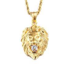 Gold Plated Lion Necklace Get The Power Of Lion The King Of The Jungle Ch1890t2cc0 Gold Chains For Men Crystal Necklace Pendant Lion Necklace