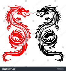 Black And Red Dragon Tattoo Designs Black And Red Tribal Dragon Tattoo Vector Illustration Dragon Tattoo Vector Tribal Dragon Tattoo Red Dragon Tattoo