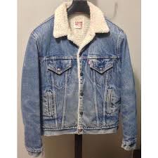 Levi S Vintage Men S Small 40 Long Red Tab Denim Blue Trucker Jacket Liked On Polyvore Featuring Men S Long Coat Men Western Denim Shirt Denim Jacket Men