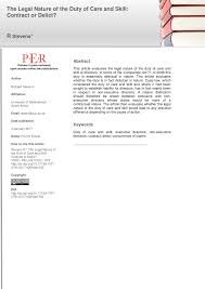 Pdf The Legal Nature Of The Duty Of Care And Skill