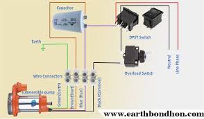 The diagram also shows numbering for the wires in the device. Submersible Pump Control Box Wiring Single Phase Earth Bondhon