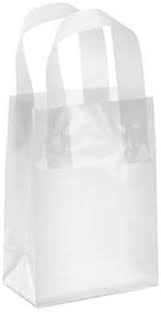 Clear gift bags with handles. Amazon Com Frosted Plastic Shopper Gift Bags With Handle 5 X3 X7 Quantity Of 100 Clear Kitchen Dining