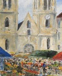 G Laverne The Market And The Cathedral Bourgoin Jallieu France Oil On Canvas 54 X 44 Cm Luton Borough Council Uk Http Www Bbc Co Uk Arts Yourp Bourgoin
