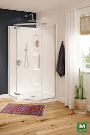 The Maax Hana 40 X 40 Neo Angle Corner Shower Kit Complete With Base Walls And Brushed Nickel Corner Shower Kits Basement Bathroom Remodeling Shower Stall