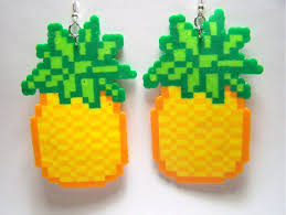 Pineapple Perler Dangle Earrings Cute Kawaii Fruit Handmade Jewelry And Accessories Pixel Art Perler Bead Art Perler Bead Art Bead Art Fuse Bead Patterns
