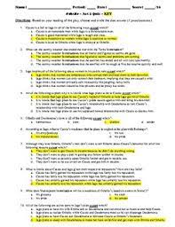 Othello trivia quizzes in the literature category. Othello Act 2 Multiple Choice And Short Answer Quiz By Bradley Thompson