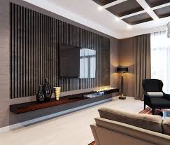 Interior Cool Living Room Decoration With Dark Brown Horizontal Wall Panel Pattern Combi Amenagement Appartement Appartement Salon Living Room Decor Apartment