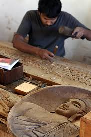 Wood shavings from carving