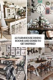 These serve as a dynamic background for the simple white wooden dining table and its contrasting dark wooden chairs on a gray floral area rug. 62 Farmhouse Dining Rooms And Zones To Get Inspired Digsdigs