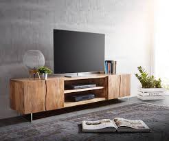 Lowboard Live Edge 200 Cm Akazie Natur 4 Turen 2 Facher Glasbeine Delife Eu Woonkamer Tv Interieur Woonideeen