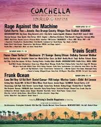 Coachella 2020 Lineup Frank Ocean Travis Scott Ratm To Headline Coachella Valley Music And Arts Festival Rage Against The Machine Coachella