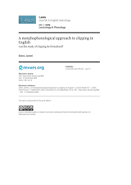 Pdf A Morphophonological Approach To Clipping In English Can The Study Of Clipping Be Formalized 1
