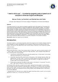 Now he lives a life of garbage, mocking and. Pdf I Need To Talk To You A Contrastive Pragmatic Study Of Speech Act Of Complaint In American English And Malaysian Maryam Farnia Academia Edu