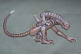 16 count, 15 3/4 inches wide x 27 7/8 inches high. Xenomorph Cross Stitch By Eveningemma On Deviantart Cross Stitch Geeky Cross Stitch Perler Bead Art