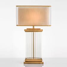 Square Double Decked Metal Bronze Hotel Bedroom Bedside Bedside Living Room American New Chinese Retro Table Lamp Hs A0033 Retro Table Lamps Table Lamp Lamp
