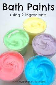 Here's a homemade sidewalk paint recipe that you can make in minutes with cornstarch, water and food colouring. Bath Paints Using 2 Ingredients Laughing Kids Learn
