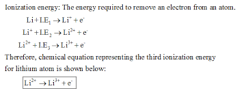 However, it involves some experimentation whereby the value of the energy of the ion must be determined. Write A Chemical Equation Representing The Third Ionization Energy For Lithium Home Work Help Learn Cbse Forum