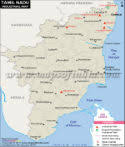 Tamil nadu state map with cities. Tamil Nadu